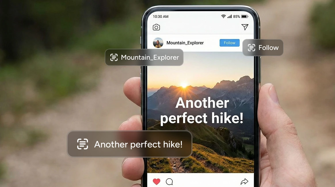 effect of extracting text from an image posted on instagram